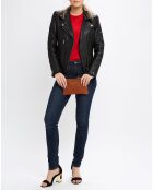 Pochette en Cuir d'Agneau Zoe caramel - 20x14x3 cm