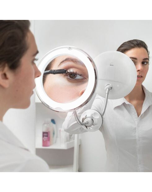 Mizoom LED-Vergrößerungsspiegel mit flexiblem Arm und Saugnapf - D. 20 cm