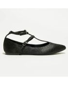 Ilfira schwarze Lederballerinas im Pony-Stil