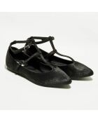 Ilfira schwarze Lederballerinas im Pony-Stil