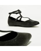 Ilfira schwarze Lederballerinas im Pony-Stil