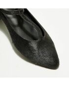 Ilfira schwarze Lederballerinas im Pony-Stil