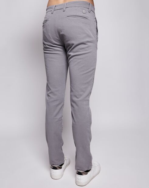 Pantalon chino slim brushed twill gris clair