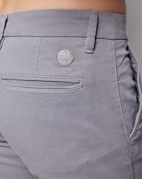 Pantalon chino slim brushed twill gris clair