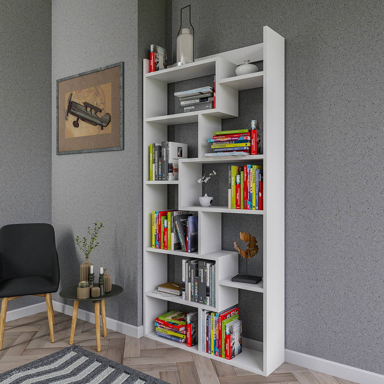 Bibliothèque Kuttap blanche - 90x182x22 cm - Vente Privée Wooden Art ...