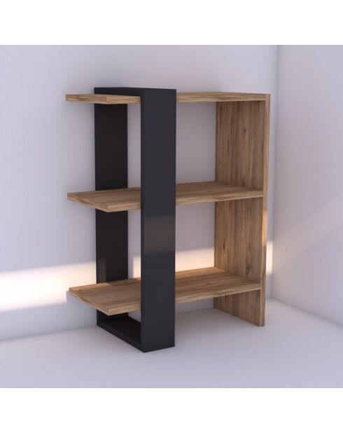 Bibliothèque  Ova anthracite/bois - 51.8x70x25 cm