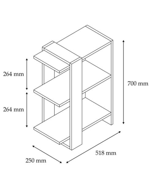 Bibliothèque  Ova anthracite/bois - 51.8x70x25 cm