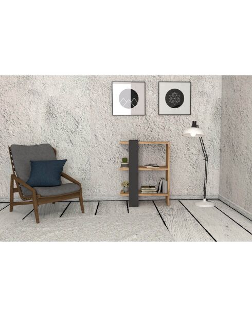 Bibliothèque  Ova anthracite/bois - 51.8x70x25 cm
