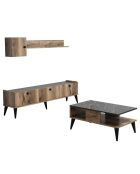 Ensemble de 3 meubles noisette/marbre