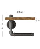 Étagère murale & Dérouleur BoruRaf021 noir/noisette - 30x14x12 cm