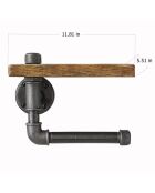 Étagère murale & Dérouleur BoruRaf021 noir/noisette - 30x14x12 cm