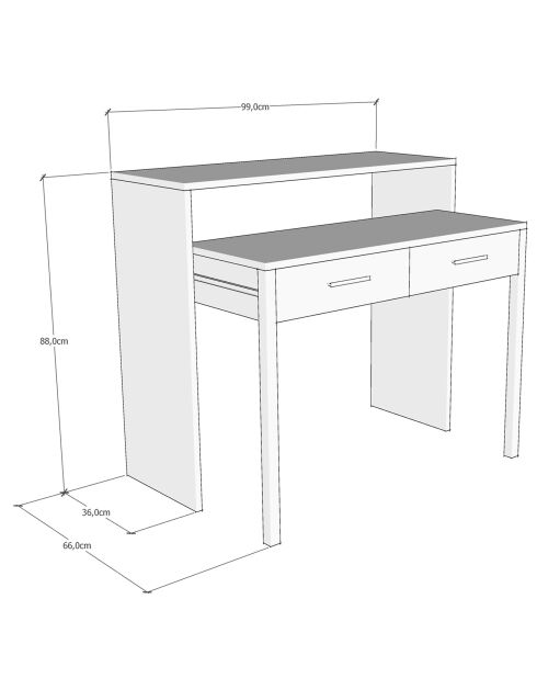 Bureau  My Desk blanc - 36/66x88x99 cm