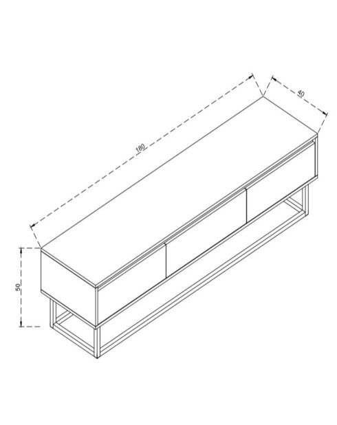Meuble TV  180 noir/bois  - 180x50x40 cm