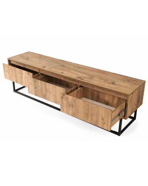 Meuble TV  180 noir/bois  - 180x50x40 cm