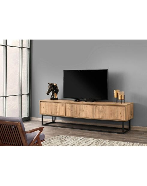 Meuble TV  180 noir/bois  - 180x50x40 cm