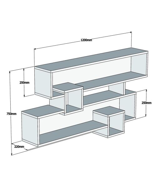 Étagère murale  Karen  noisette/anhtacite - 120x75x22 cm