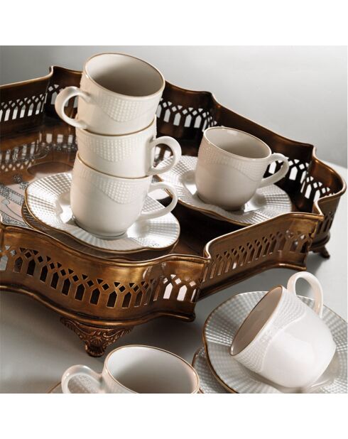 Service à café en Porcelaine beige/doré - 12 pièces
