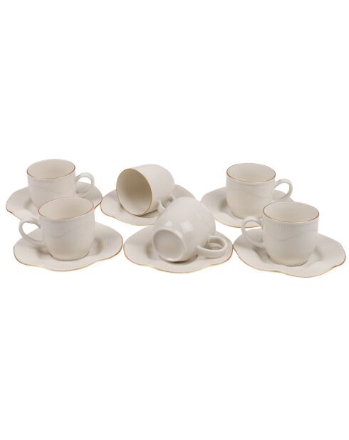 Service à café en Porcelaine beige/doré - 12 pièces