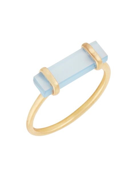 Bague Eléonore Calcédoine en laiton doré