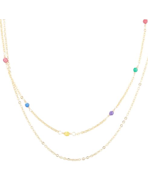 Collier Anna Agates multicolores en laiton doré