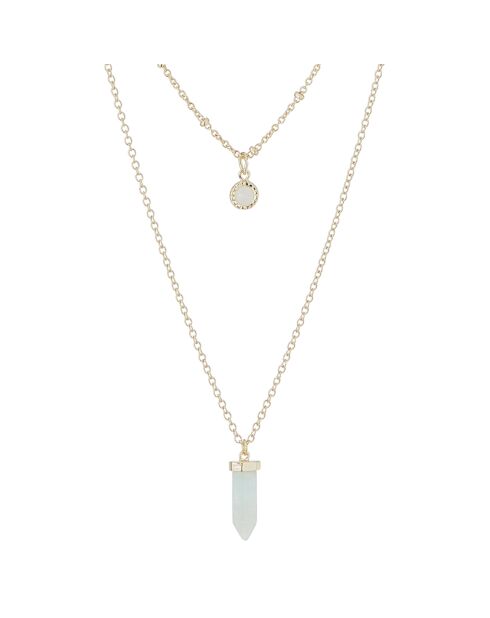 Collier Gloriana Agate & Amazonite en laiton doré