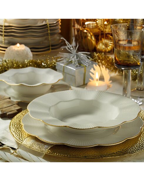 Service de table en Porcelaine beige/doré - 24 pièces