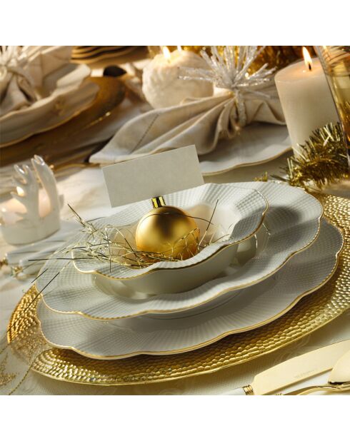 Service de table en Porcelaine beige/doré - 24 pièces