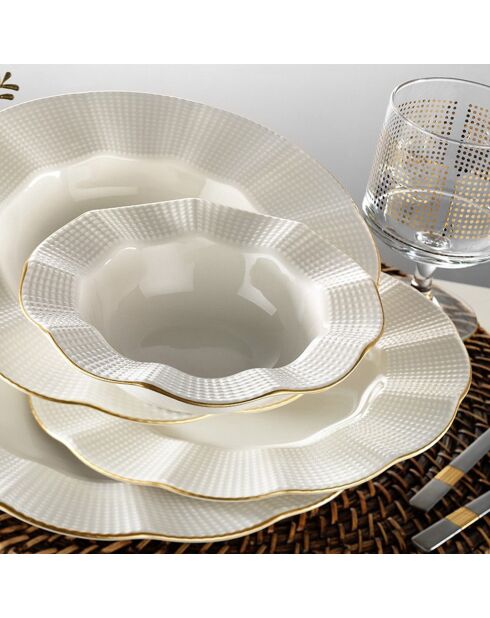 Service de table en Porcelaine beige/doré - 24 pièces