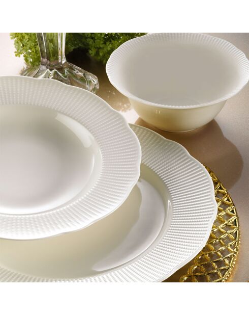 Set de vajilla de porcelana blanca - 24 piezas