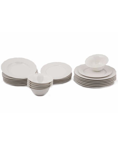 Set de vajilla de porcelana blanca - 24 piezas
