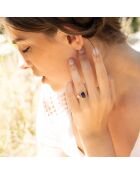 Bague ajustable Eva Lapis & Nacre en laiton doré