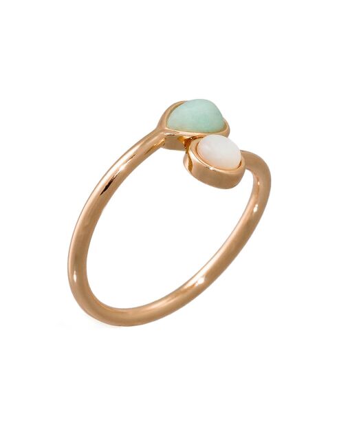 Bague ajustable Mina Amazonite & Nacre en laiton doré