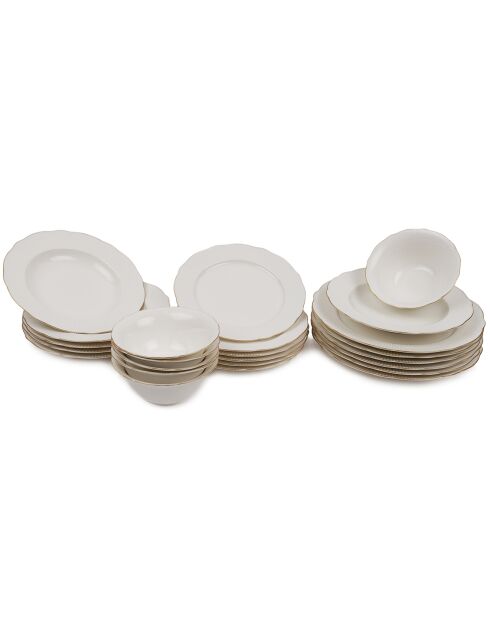 Service de table en Porcelaine blanc/doré - 24 pièces