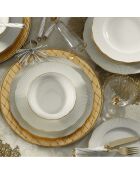 Service de table en Porcelaine blanc/doré - 24 pièces