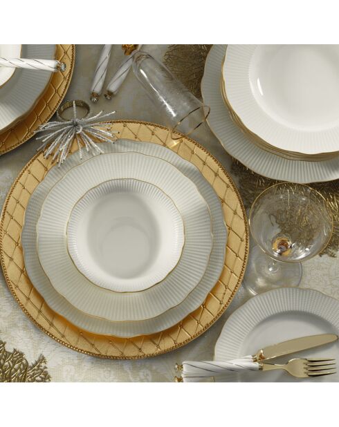 Service de table en Porcelaine blanc/doré - 24 pièces