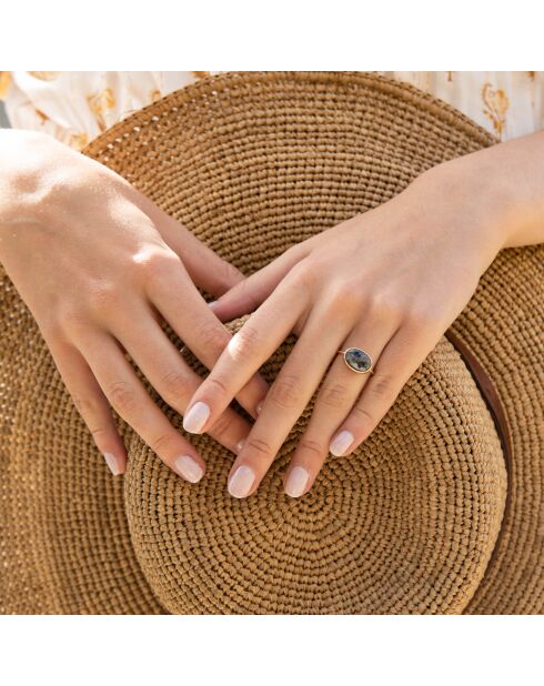 Bague Lisa Labradorite en laiton doré