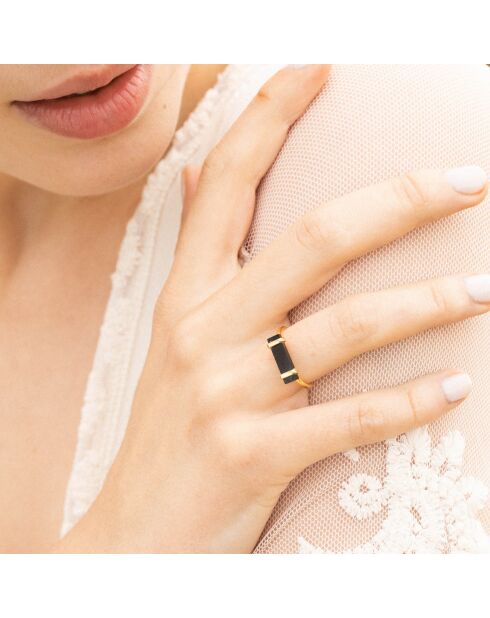 Bague Eléonore Onyx en laiton doré