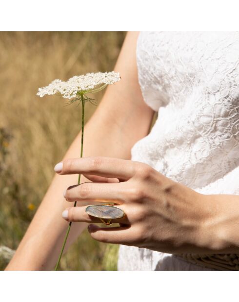 Bague Olivia Labradorite en laiton doré