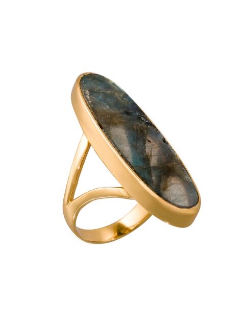 Bague Olivia Labradorite en laiton doré