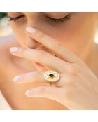 Bague ajustable Western Onyx en laiton doré