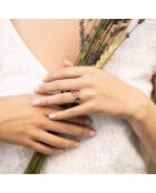 Bague ajustable Mia Améthyste & verre facetté en laiton doré