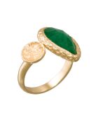 Bague ajustable Hélena Aventurine en laiton doré