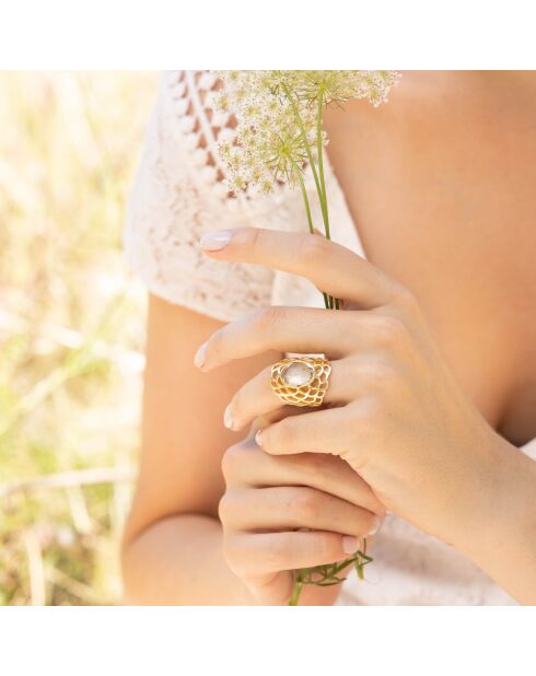 Bague Freida Améthyste en laiton doré