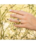 Bague Carmen Labradorite & Quartz en laiton doré