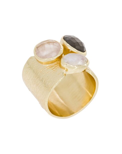 Bague Carmen Labradorite & Quartz en laiton doré