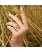 Bague ajustable Stella Labradorite, Aventurine & Améthyste en laiton doré