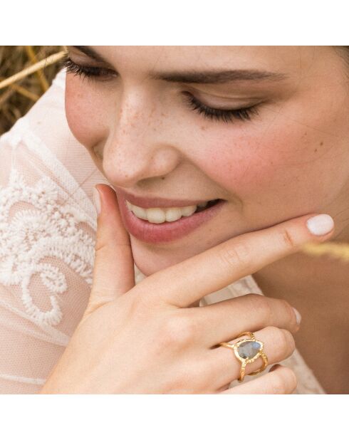 Bague Liva Labradorite en laiton doré
