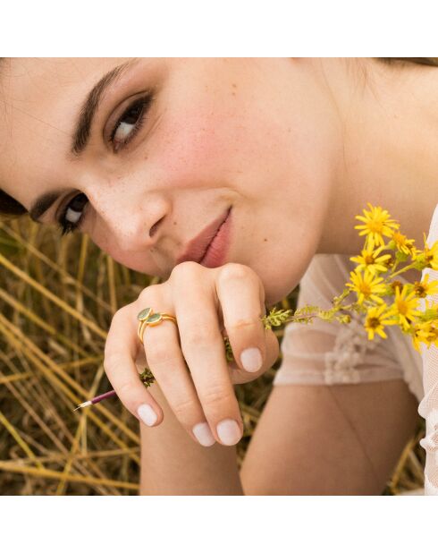 Bague Taya Aventurine en laiton doré
