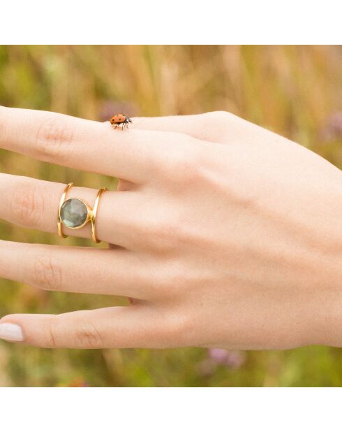 Bague Nicole Labradorite en laiton doré