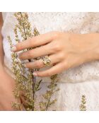 Bague Debora Quartz, Labradorite et Jade en laiton doré